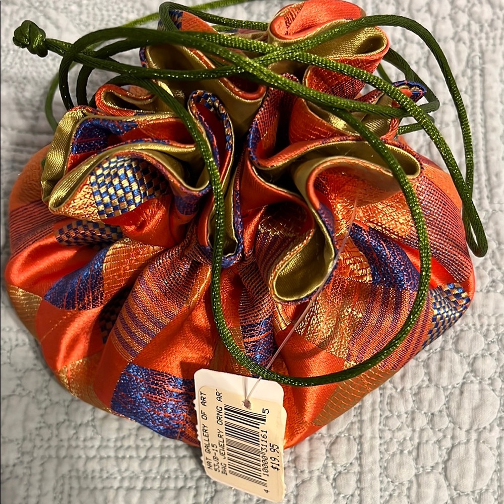 Vibrant Orange and Blue Drawstring Pouch.🆕